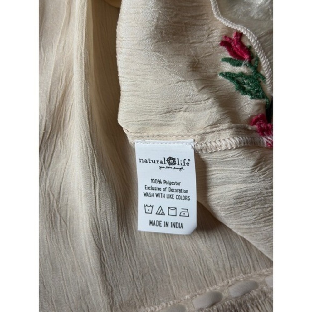 Natural Life Midi Skirt Delilah NEW Embroidered Floral Boho Ivory Large - Picture 10 of 10